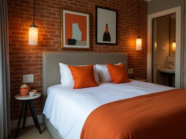 Eclectic boutique hotel room decor